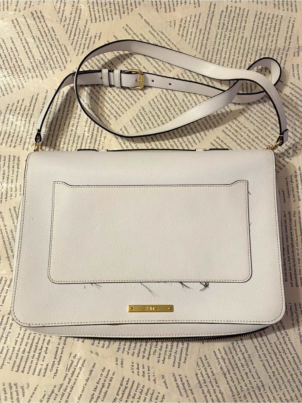 White & Gold SKITS Crossbody Purse
